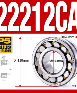 Vòng bi cà na tự lựa 2 dãy - bạc đạn cà na 22212CA/W33 (Có rãnh bôi trơn - lồng cách bi Đồng - kt 60*110*28 mm)
