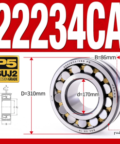 Vòng bi cà na tự lựa 2 dãy - bạc đạn cà na 22234CA/W33 (Có rãnh bôi trơn - lồng cách bi Đồng - kt 70*310*86 mm)