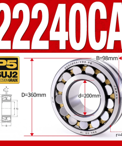 Vòng bi cà na tự lựa 2 dãy - bạc đạn cà na 22240CA/W33 (Có rãnh bôi trơn - lồng cách bi Đồng - kt 200*360*98 mm)