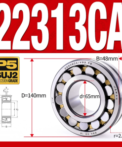 Vòng bi cà na tự lựa 2 dãy - bạc đạn cà na 22313CA/W33 (Có rãnh bôi trơn - lồng cách bi Đồng - kt 65*140*48 mm)