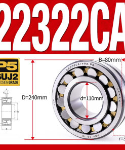 Vòng bi cà na tự lựa 2 dãy - bạc đạn cà na 22322CA/W33 (Có rãnh bôi trơn - lồng cách bi Đồng - kt 110*240*80 mm)