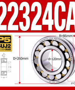 Vòng bi cà na tự lựa 2 dãy - bạc đạn cà na 22324CA/W33 (Có rãnh bôi trơn - lồng cách bi Đồng - kt 120*260*86 mm)