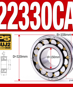 Vòng bi cà na tự lựa 2 dãy - bạc đạn cà na 22330CA/W33 (Có rãnh bôi trơn - lồng cách bi Đồng - kt 150*320*108 mm)