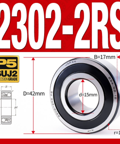 Vòng bi - bạc đạn tự lựa 2302-2RS  (Phớt cao su - 15*42*17 mm)