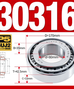 Vòng bi côn 1 dãy bi - bạc đạn bánh xe 30316  (Kích thước -   80*170*42,5 mm)