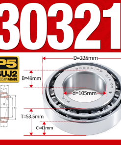 Vòng bi côn 1 dãy bi - bạc đạn bánh xe 30321  (Kích thước -  105*225*53,5 mm)