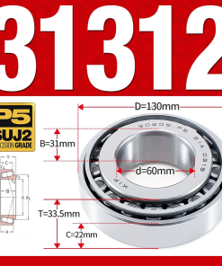 Vòng bi côn 1 dãy bi - bạc đạn bánh xe 31312 (Kích thước -  60*130*33,5 mm)