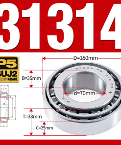 Vòng bi côn 1 dãy bi - bạc đạn bánh xe 31314 (Kích thước -  70*150*38 mm)