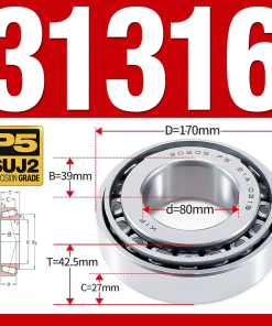 Vòng bi côn 1 dãy bi - bạc đạn bánh xe 31316 (Kích thước -  80*170*42,5 mm)