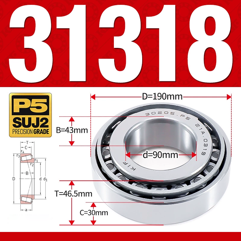 Vòng bi côn 1 dãy bi - bạc đạn bánh xe 31318 (Kích thước -  90*190*46,5 mm)