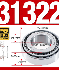 Vòng bi côn 1 dãy bi - bạc đạn bánh xe 31322 (Kích thước -  110*240*63 mm)