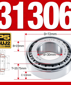 Vòng bi côn 1 dãy bi - bạc đạn bánh xe 31306 (Kích thước -  30*72*20,75 mm)