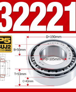 Vòng bi côn 1 dãy bi - bạc đạn bánh xe 32221 (Kích thước -  105*190*53 mm)