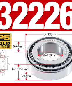 Vòng bi côn 1 dãy bi - bạc đạn bánh xe 32226 (Kích thước -  30*230*67,75 mm)