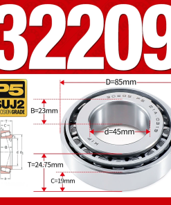 Vòng bi côn 1 dãy bi - bạc đạn bánh xe 32209 (Kích thước -  45*85*24,75 mm)