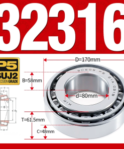 Vòng bi côn 1 dãy bi - bạc đạn bánh xe 32316 (Kích thước -  80*170*61,5 mm)