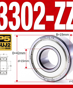 Vòng bi - bạc đạn 3302-ZZ  (Phớt kim loại - 15*42*19 mm)