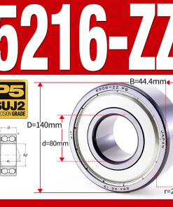 Vòng bi - bạc đạn 5216-ZZ  (Phớt kim loại - 80*140*44.4 mm)