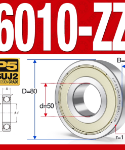Vòng bi - bạc đạn 6010-ZZ  (Phớt kim loại - 50*80*16 mm)