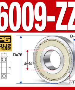 Vòng bi - bạc đạn 6009-ZZ  (Phớt kim loại - 45*75*16 mm)