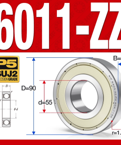Vòng bi - bạc đạn 6011-ZZ  (Phớt kim loại - 55*90*18 mm)