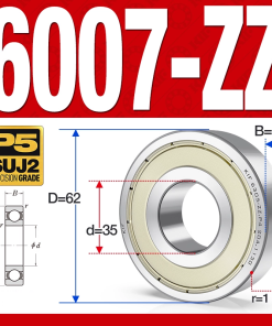 Vòng bi - bạc đạn 6007-ZZ  (Phớt kim loại - 35*62*14 mm)