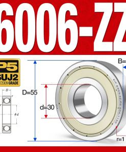 Vòng bi - bạc đạn 6006-ZZ  (Phớt kim loại - 30*55*13 mm)