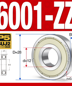 Vòng bi - bạc đạn 6001-ZZ  (Phớt kim loại - 12*28*8 mm)