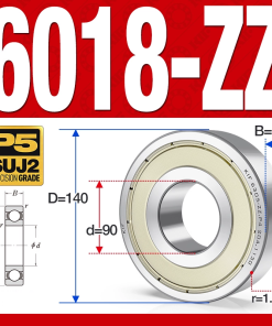 Vòng bi - bạc đạn 6018-ZZ  (Phớt kim loại - 90*140*24 mm)