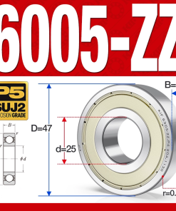 Vòng bi - bạc đạn 6005-ZZ  (Phớt kim loại - 25*47*12 mm)