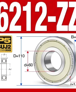 Vòng bi - bạc đạn 6212-ZZ  (Phớt cao su - 60*110*22 mm)