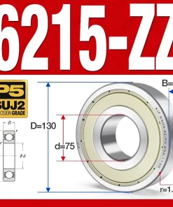 Vòng bi - bạc đạn 6215-ZZ  (Phớt cao su - 75*130*25 mm)