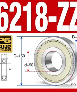 Vòng bi - bạc đạn 6218-ZZ  (Phớt cao su - 90*160*30 mm)