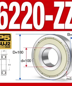 Vòng bi - bạc đạn 6220-ZZ  (Phớt cao su - 100*180*34 mm)