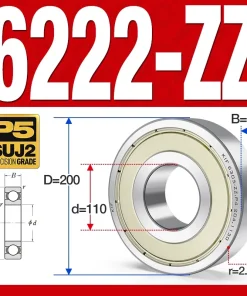 Vòng bi - bạc đạn 6222-ZZ  (Phớt cao su - 110*200*38 mm)
