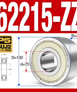 Vòng bi - bạc đạn 62215-ZZ (Bi cầu 2 dãy - Phớt kim loại - 75*130*25 mm)