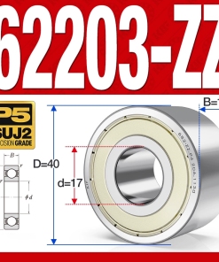 Vòng bi - bạc đạn 62203-ZZ (Bi cầu 2 dãy - Phớt kim loại - 17*40*16 mm)