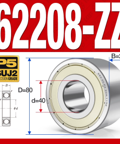 Vòng bi - bạc đạn 62208-ZZ (Bi cầu 2 dãy - Phớt kim loại - 40*80*23 mm)