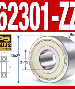 Vòng bi - bạc đạn 62301-ZZ (Bi cầu 2 dãy - Phớt kim loại - 12*37*17 mm)
