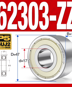 Vòng bi - bạc đạn 62303-ZZ (Bi cầu 2 dãy - Phớt kim loại - 17*47*19 mm)