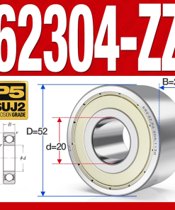 Vòng bi - bạc đạn 62304-ZZ (Bi cầu 2 dãy - Phớt kim loại - 20*52*21 mm)