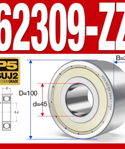 Vòng bi - bạc đạn 62309-ZZ (Bi cầu 2 dãy - Phớt kim loại - 45*100*35 mm)