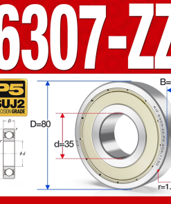 Vòng bi - bạc đạn 6307-ZZ  (Phớt cao su -  35*80*21 mm)