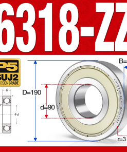 Vòng bi - bạc đạn 6318-ZZ (Phớt kim loại - 90*190*43 mm)