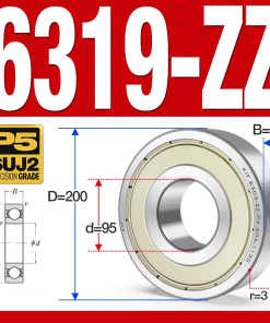 Vòng bi - bạc đạn 6319-ZZ (Phớt kim loại - 95*200*45 mm)