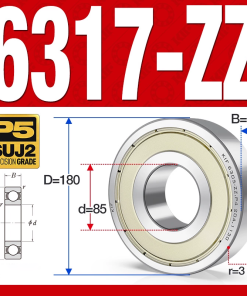 Vòng bi - bạc đạn 6317-ZZ (Phớt kim loại - 85*180*41 mm)