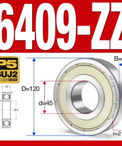 Vòng bi - bạc đạn 6409-ZZ  (Phớt kim loại - 45*120*29 mm)