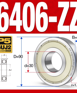 Vòng bi - bạc đạn 6406-ZZ  (Phớt kim loại - 30*90*23 mm)