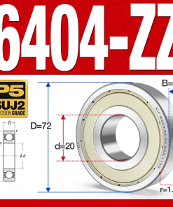 Vòng bi - bạc đạn 6404-ZZ  (Phớt kim loại - 20*72*19 mm)