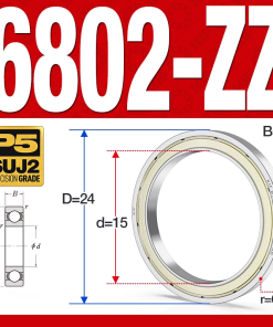 Vòng bi - bạc đạn 6802-ZZ  (Phớt kim loại -  15*24*5 mm)